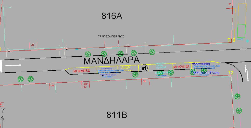 ΟΤ 811 Β (όπως απεικονίζονται στο σχέδιο) Δύο θέσεις (2) προσωρινής στάσης για φορτοεκφόρτωση, για τις ημέρες Δευτέρα έως Παρασκευή και για τις ώρες, καθημερινά 06:00 13:00 και Τρίτη Πέμπτη - Σάββατο