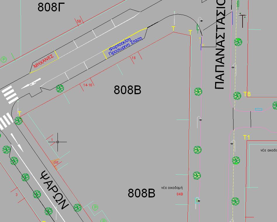 8/ στο τμήμα από Παπαναστασίου έως Ψαρών (ΟΤ 808Γ & ΟΤ 808Β) ΟΤ 808Β (όπως απεικονίζονται στο σχέδιο)