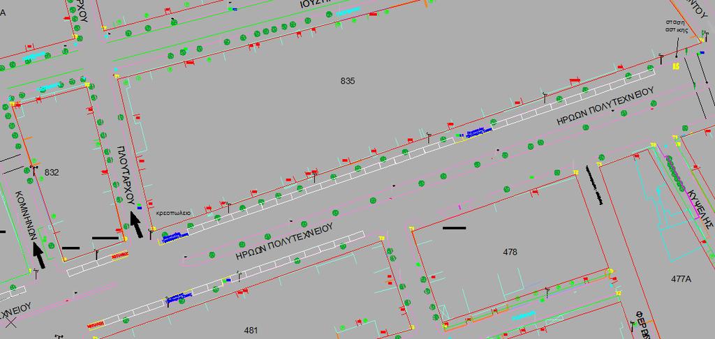 4/ στο τμήμα από Κομνηνών έως Υψηλάντου (ΟΤ481 & ΟΤ835-832) ΟΤ 481 (όπως απεικονίζονται στο σχέδιο) Μία θέση (1) στάθμευσης για μηχανοκίνητα δίκυκλα ΟΤ 832 (όπως απεικονίζονται στο σχέδιο) Μία θέση