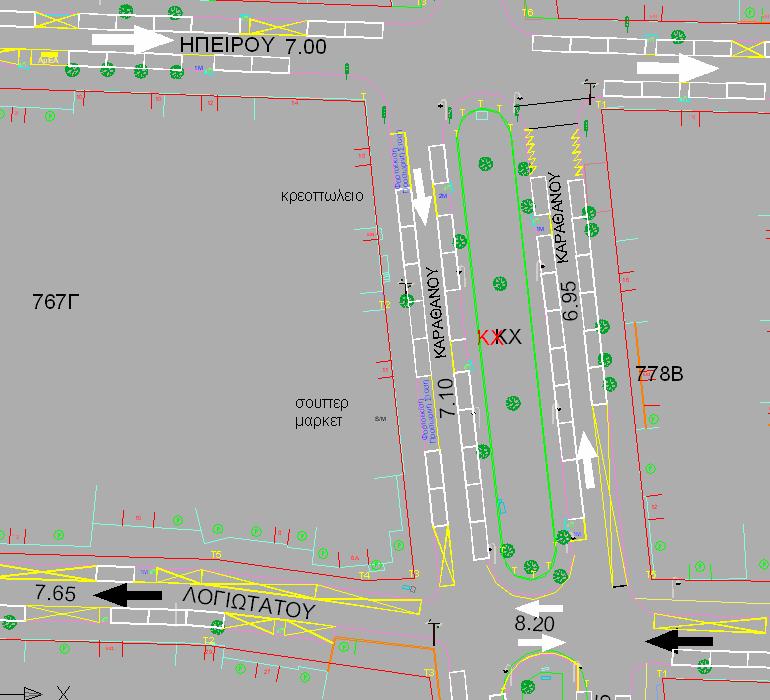 2/ στο τμήμα από Ηπείρου έως Λογιωτάτου(ΟΤ767Γ) ΟΤ