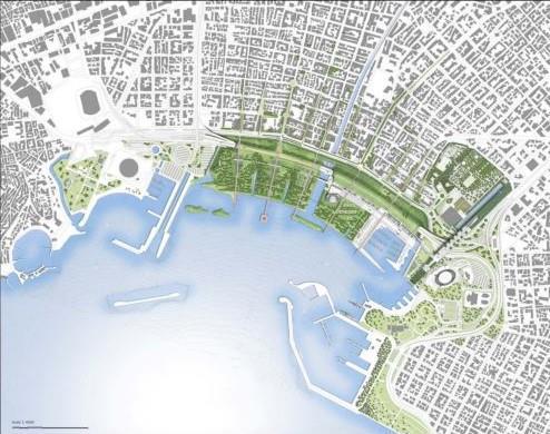 4.3.2. Ανάπλαση Φαληρικού Όρμου Η μελέτη του Renzo Piano βασίζεται στην ιδέα της επανασύνδεσης της πόλης με τη θάλασσα.