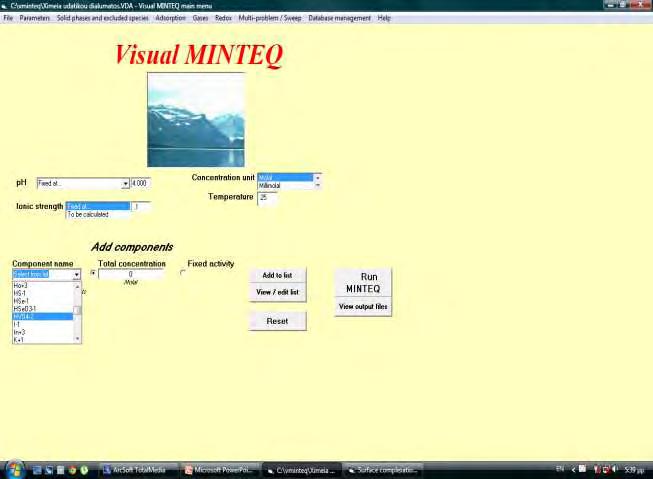 ΠΑΡΑΡΤΗΜΑ -201- ΠΑΡΑΡΤΗΜΑ Περιγραφή λειτουργίας υπολογιστικού προγράμματος Visual MINTEQ.