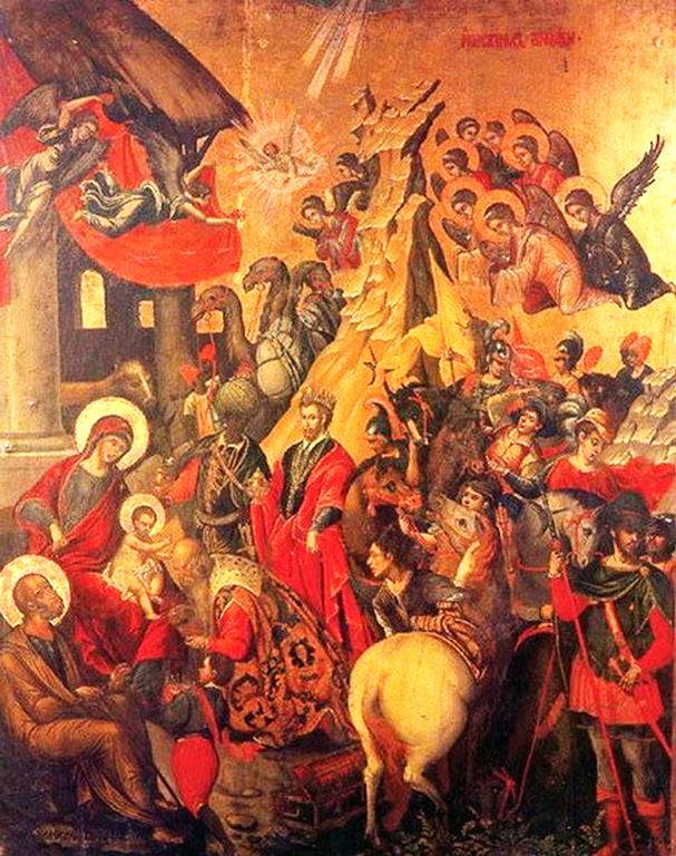Στην Προσκύνηση των Μάγων φαίνεται η επίδραση της αναγεννησιακής τέχνης στον Μιχαήλ Δαμασκηνό.