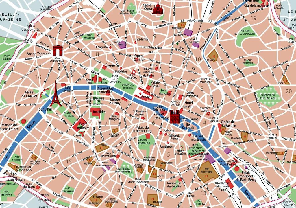 Χαρτογράφημα του σύγχρονου Παρισιού με τα 20 δημοτικά