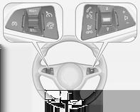 Μπορείτε να χειριστείτε το Cruise control και τον περιοριστή ταχύτητας (κόφτη) από τα χειριστήρια στην αριστερή πλευρά του τιμονιού.