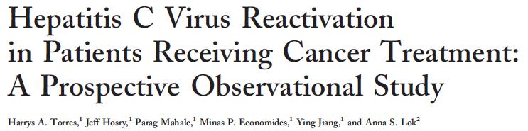 -Αναζωπύρωση του HCV στο 23% των ασθενών που έλαβαν θεραπεία για Ca -Οι περισσότεροι είχαν ομαλή κλινική πορεία -Η HCV λοίμωξη
