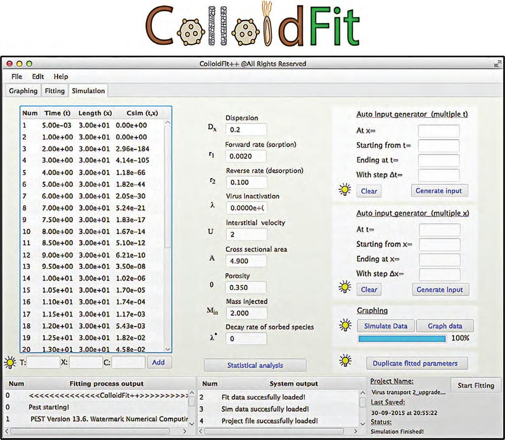 160 Figure 3. The user interface of the Simulation tab. user. As soon as the fitting button is pressed, the Graphing tab becomes active and the experimental data are graphically illustrated.