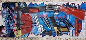 5296 1250101449355 Περιγραφή: 3 πλαστικά όπλα και 9 βλήµατα µε βεντούζες, συσκευασµένα σε µπλίστερ µε