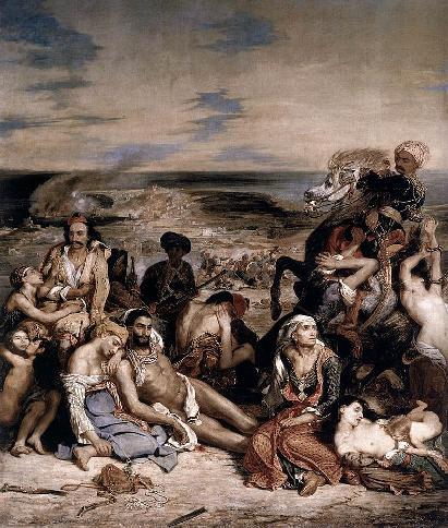Μέρος Α: Ιστορία της Τέχνης (Μονάδες 30) Ερώτηση 1: (Μονάδες 6) Στην εικόνα βλέπετε το έργο του Ευγένιου Ντελακρουά - Η Σφαγή της Χίου.
