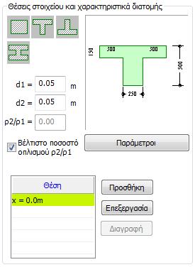 1.4.2 οκοί Πατώντας την επιλογή Προσθήκη, εισάγεται μια νέα δοκός ανάλογα με τον τύπο που έχει επιλεγεί, με προκαθορισμένες αρχικές διαστάσεις.