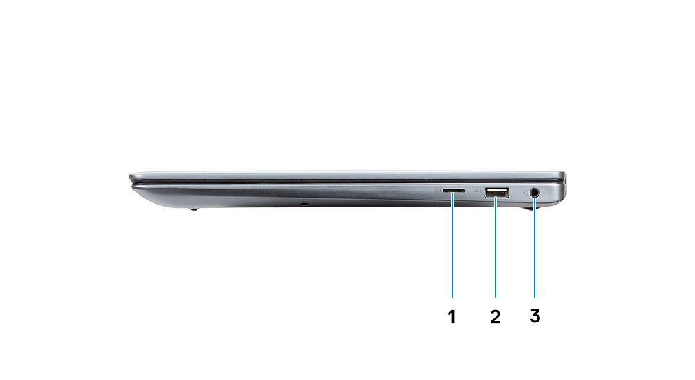 5 Οθόνη Αριστερή όψη Αριθμός 2. Αριστερή όψη Θύρα προσαρμογέα ισχύος Θύρα HDMI 2.0 Θύρα USB 3.