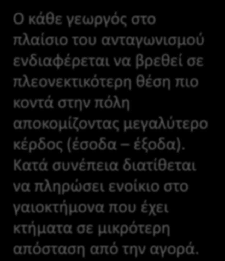 Κατά συνέπεια διατίθεται να πληρώσει ενοίκιο στο γαιοκτήμονα που έχει κτήματα σε μικρότερη απόσταση