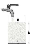 Για να παραμένει σταθερό το ύψος του νερού στο δοχείο, θα πρέπει να υπάρχει ισορροπία μεταξύ της παροχής της βρύσης που φέρνει νερό στη δεξαμενή και της παροχής με την οποία το