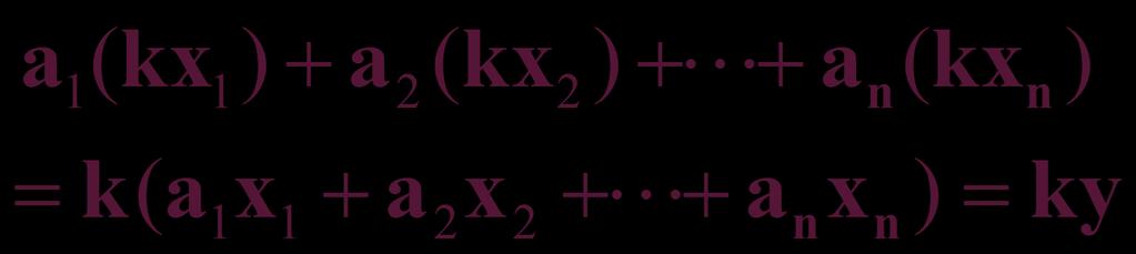 Αποδόσεις κλίμακας με εισροές τέλεια υποκατάστατα y a1 x1 ax an xn.