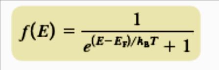 Όπου η είναι η συνάρτηση κατανομής Fermi-Dirac και είναι η λεγόμενη ενέργεια Fermi Για, είναι για και για.