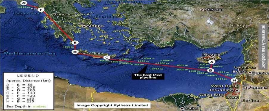 - 67 - ΧΑΡΤΗΣ 17: Πιθανή Όδευση του Αγωγού Ισραήλ - Κύπρου - Ελλάδας