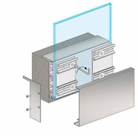 Dc line Σύστημα εξωτερικής στήριξης υαλοπίνακα με φάσα αλουμινίου Dc line External support with fascia aluminium profile Στάδια τοποθέτησης / Supporting base assembly Εγκατάσταση των προφίλ πλευρικής