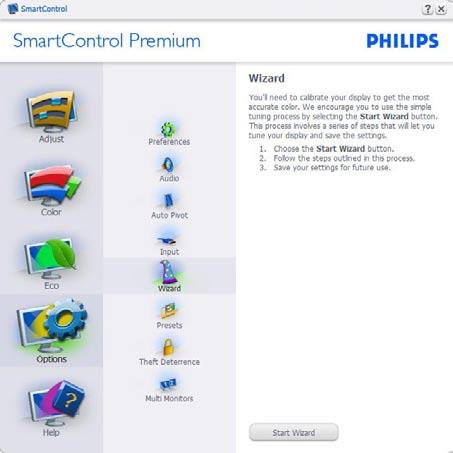3.5 Philips SmartControl Premium Το νέο λογισμικό SmartControl Premium της Phillips σας δίνει τη δυνατότητα να ελέγξετε την οθόνη σας μέσω μία εύχρηστης διεπαφής γραφικών επί της οθόνης.