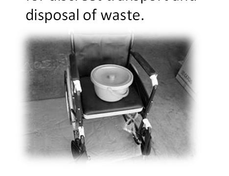 Restore wheelchair to its upright position. The base and the container must be the same as shown.