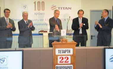 Ένας αιώνας παρουσίας του ΤΙΤΑΝΑ στο Χρηματιστήριο Αθηνών Στα πολλά και σπουδαία ορόσημα της μακρόχρονης πορείας και προσφοράς του ΤΙΤΑΝΑ, προστέθηκε πρόσφατα ένα ακόμα: Η συμπλήρωση 100 ετών από την