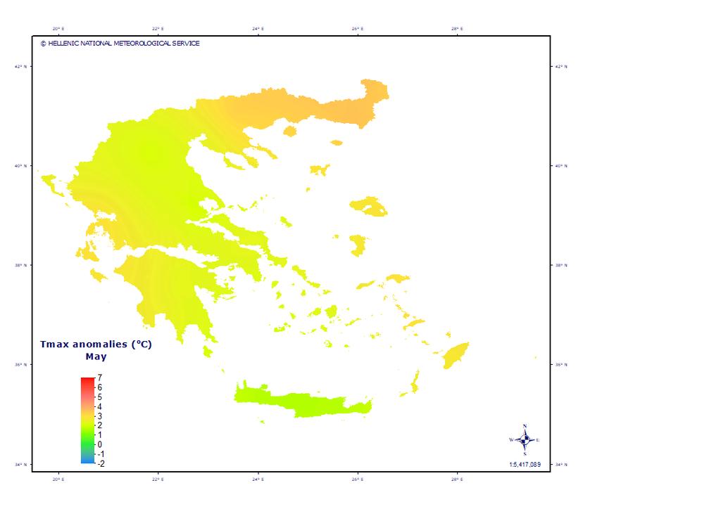 Ζεστός Μάιος Μετά το θερμότερο Απρίλιο του 2018, ο Μάιος 2018 συνεχίστηκε με θετικές αποκλίσεις στη θερμοκρασία, οι οποίες κυμάνθηκαν από 2 έως 4 C (πάνω από τα κανονικά) για το μεγαλύτερο μέρος της