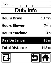 Μηδενισμός ημερήσιας απόστασης Ο μηδενισμός της ημερήσιας απόστασης μπορεί να γίνεται μόνο όταν ο κινητήρας είναι απενεργοποιημένος. Στο υπομενού «Duty Info» [βλ.