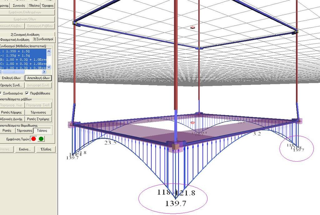 35G )/(G +Q )*σεπ Άρα σrdm = (διάγραμμα 692,61/506)*0,25*1000=342,2ΚΝ/ m2όπως Για την αντοχή σχεδιασμού του εδάφους σrd+1.50q =1,30*342,2=444,86ΚΝ/m 2από την επίλυση.