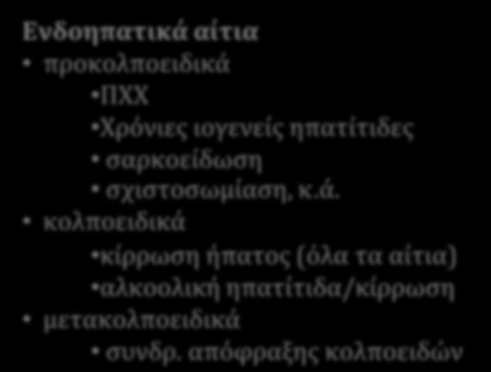 τριγλώχινας Ενδοηπατικά αίτια προκολποειδικά ΠΧΧ Χρόνιες ιογενείς