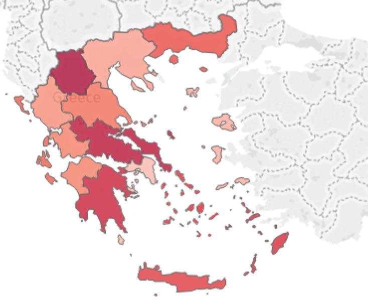 Η Εθνική Στρατηγική για την τρωτότητα των περιφερειών της Ελλάδος Κατάταξη τρωτότητας Στα πλαίσια της Εθνικής Στρατηγικής για την Προσαρμογή στην Κλιματική Αλλαγή έγινε μια λεπτομερειακή εκτίμηση της