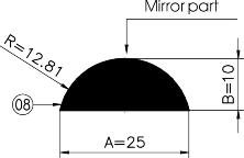 Half round solide profile, L=2m, SCM, Kg/m= 0,311