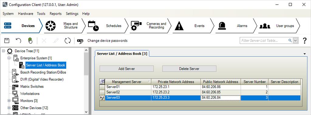 BVMS Δημιουργία ενός Enterprise System el 99 5. Επαναλάβετε αυτά τα βήματα μέχρι να προσθέσετε όλους τους επιθυμητούς υπολογιστές Management Server.