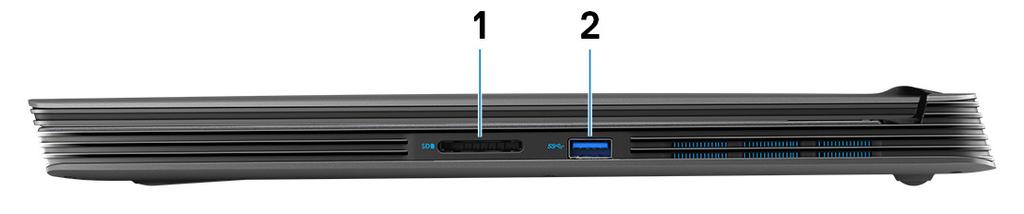 Παρέχει ταχύτητες μεταφοράς δεδομένων έως 5 Gbps. Αριστερή πλευρά 1. Θύρα Thunderbolt 3 (USB 3.1 Gen 2 Type-C) / DisplayPort Υποστηρίζει USB 3.1 Gen 2 Type-C, DisplayPort 1.
