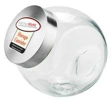 12 2,75 46-5703 Βάζο Γυάλινο Ανοξείδωτο Καπάκι 1600 ml - Συσκ.