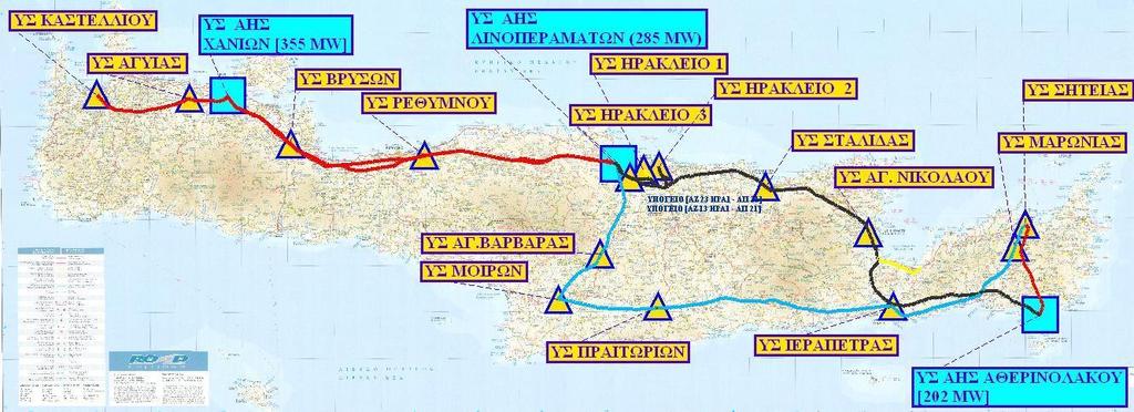 Σχήμα 3.5 Ο χάρτης του δικτύου Κρήτης.