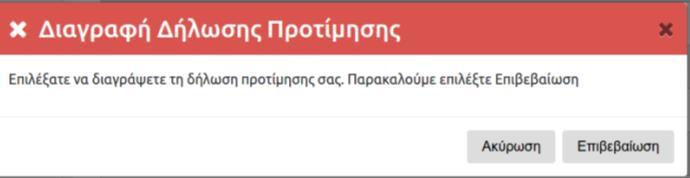 2. Σε περίπτωση διαγραφής της Ηλεκτρονικής Αίτησης Εγγραφής από τον αιτούμενο, η αίτηση και ο αριθμός της διαγράφονται από το σύστημα και πρέπει να γίνει νέα αίτηση.