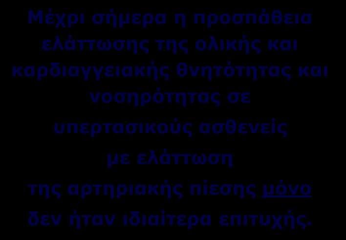 Υπερτασικοί ασθενείς Μέχρι σήμερα η προσπάθεια