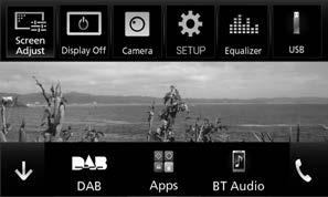 Βασικές λειτουργίες 1 Πληροφορίες συνδεδεμένης συσκευής Bluetooth. 2 Εικονίδιο όλων των πηγών Εμφανίζει όλες τις πηγές.