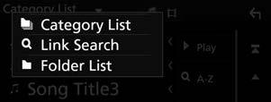 USB Λειτουργία αναζήτησης Μπορείτε να αναζητήσετε αρχεία μουσικής ή βίντεο μέσω των παρακάτω λειτουργιών. 1 Αγγίξτε το [1]. 2 Αγγίξτε το [S].