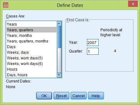 ( εικόνα 2) Εικόνα 2 : Εισαγωγή των χρονολογιών Αφού επιλεγεί το πεδίο Data και έπειτα του Define Dates,