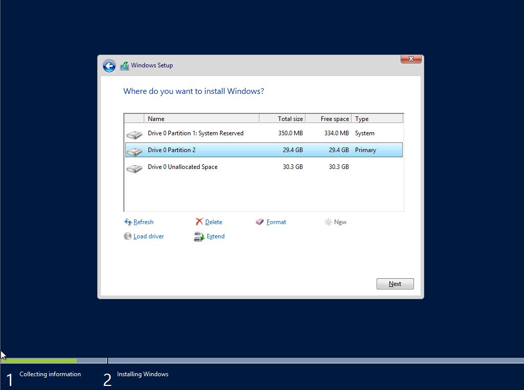 Windows/2012/Server Client/Εγκατάσταση εξυπηρετητή 9 Παράδειγμα διαμέρισης του δίσκου.