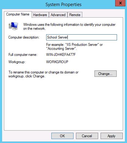 Windows/2012/Server Client/Εγκατάσταση εξυπηρετητή 12 Συνοπτικά αναφέρεται ότι κάθε εξυπηρετητής έχει στατική IP διεύθυνση της μορφής 10.x.y.