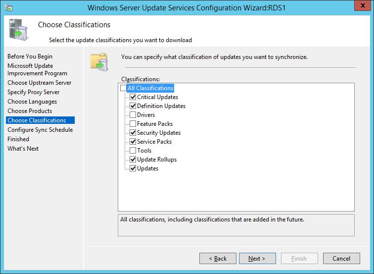 Windows/2012/Server Client/Προχωρημένα/WSUS 156 Επιλέγουμε όλες τις