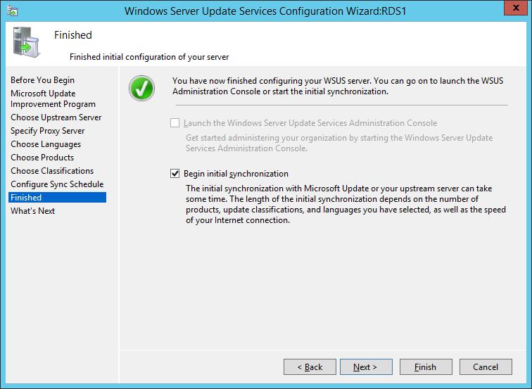Windows/2012/Server Client/Προχωρημένα/WSUS 157 Οι ρυθμίσεις ολοκληρώνονται.