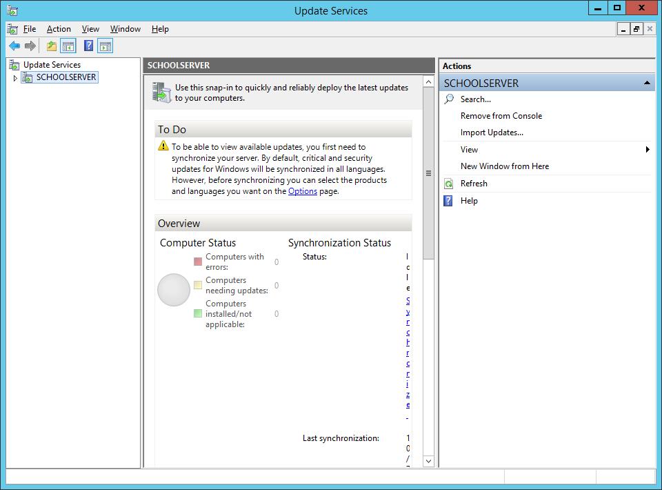 Windows/2012/Server Client/Προχωρημένα/WSUS 159 Έλεγχος καλής λειτουργίας WSUS Στον εξυπηρετητή Από το εργαλείο διαχείρισης Server Manager στην περιοχή Tools