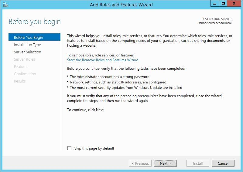 Windows/2012/Server Client/Ρύθμιση εξυπηρετητή 22 Μπορείτε να αποφύγετε την εμφάνιση του συγκεκριμένου βήματος, σε μελλοντική εγκατάσταση,