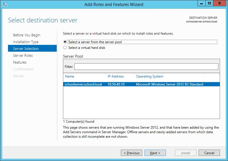 Windows/2012/Server Client/Ρύθμιση εξυπηρετητή