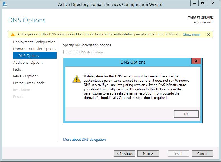 Windows/2012/Server Client/Ρύθμιση εξυπηρετητή 29 Ορίζεται το ΝetBIOS domain name Ορίζονται οι φάκελοι αποθήκευσης της βάσης δεδομένων και των αρχείων καταγραφής του ενεργού καταλόγου (database and