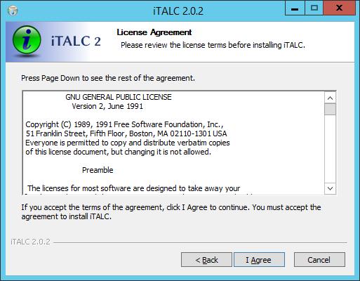 Windows/2012/Server Client/Εφαρμογές/iTALC 95 Αποδεχτείτε