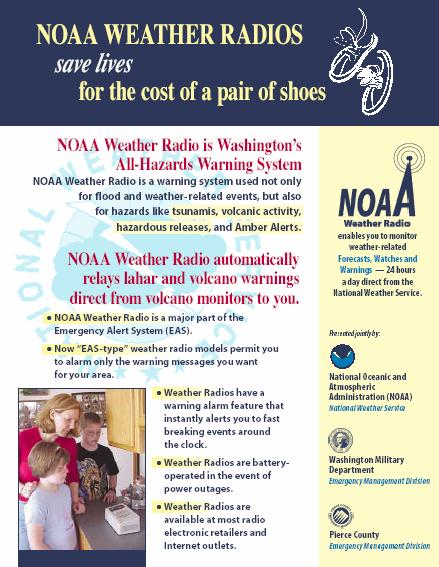 NOAA Weather Radio All-Hazards Warning System Part of the Emergency Alert System Works in concert with All- Hazard Alert Broadcasting