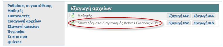 Μετά τον διαγωνισμό Μια εβδομάδα μετά τον διαγωνισμό θα μπορείτε να έχετε πρόσβαση στα αποτελέσματα των μαθητών/τριών σας.